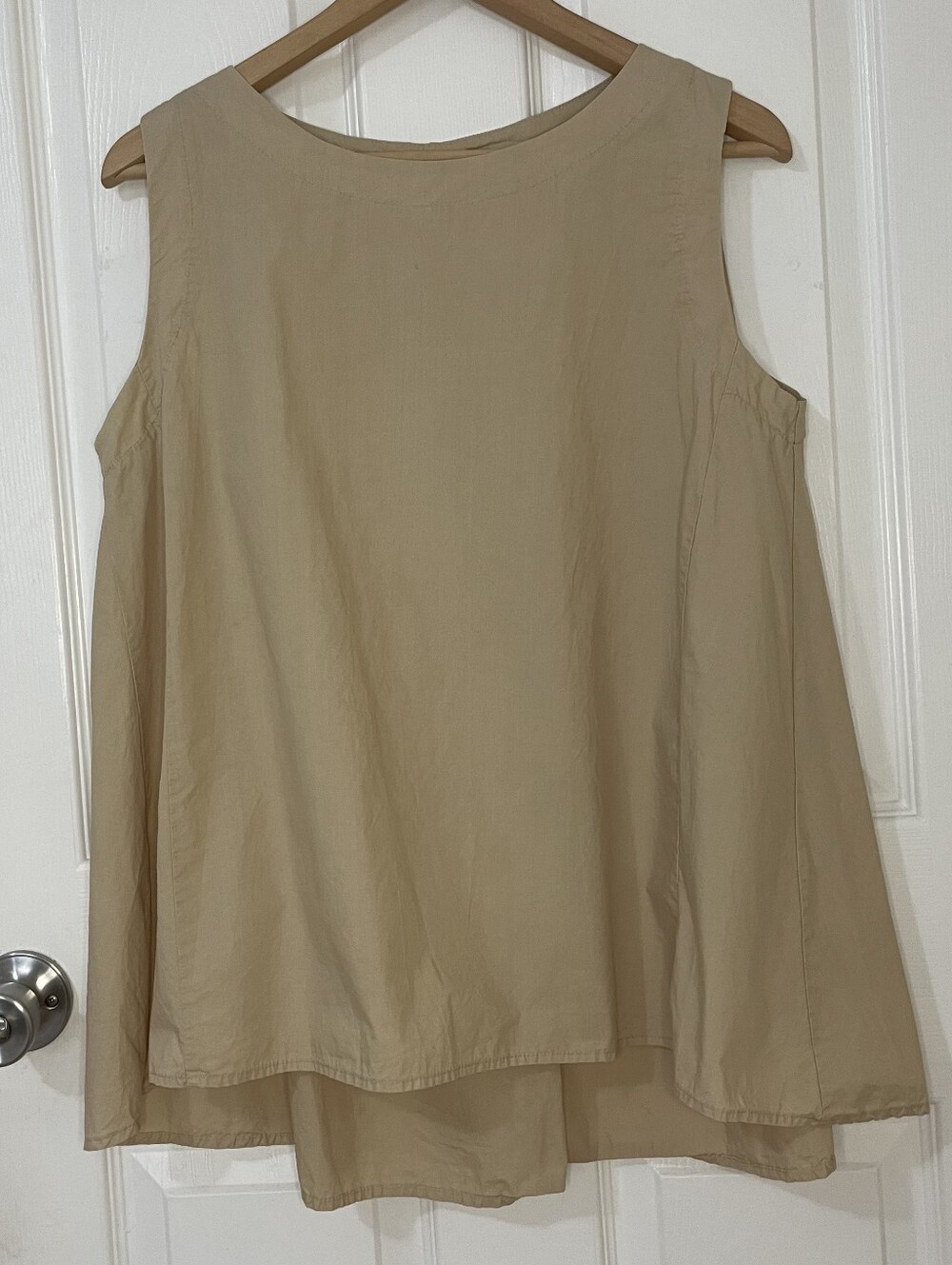AMICI Cotton Sleeveless Flowy Tunic Tank Top in Beige Size S